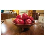 Wood bowl with wooden apples