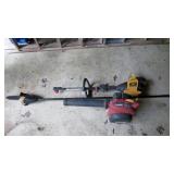 Blower vac and extended chainsaw