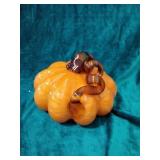 Orange art glass pumpkin