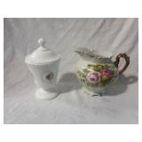 Fenton milk glass and pitcher