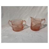 Pink creamer sugar dishes