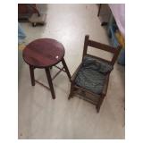 Child's rocking chair and stool