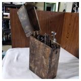 Wooden box of hand drill bits