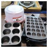 Cupcake pans and cake keeper