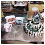 Bird fountain and dishes