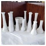 Milk glass vase lot