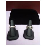 Birthstone ring and silver band