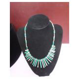 Silver and green necklace