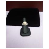 Silver and pearl ring