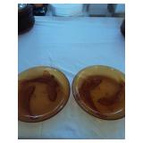 2 Amber glass koi plates KIG Indonesia