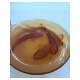 2 Amber glass koi plates KIG Indonesia