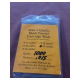 45 caliber .015 black powder cartridge wads