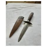 Knife with wooden sheath