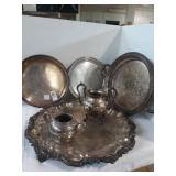 Silver-plated lot with trays and more