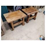 Pair of solid wood end tables
