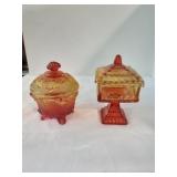 2 amerella lidded candy dishes