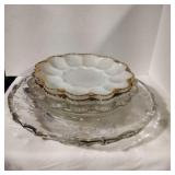 Glass serving trays deviled eggs milkglass
