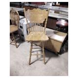 Wood high top swivel chair