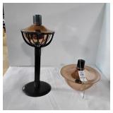 Copper toned tiki torch style items