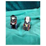 Pair of vintage metal salt and pepper shakers