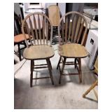Wood bar style swivel chairs