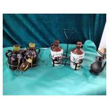 Pair of mini hand painted crock sets