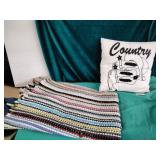 Rug and throw pillow