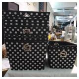 Large lot of polka dot fabric storage totes