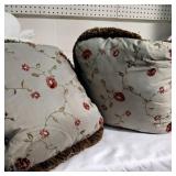 2 thick vintage rose embroidered pillows