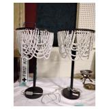 2 lamps with beads shades