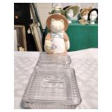 Anchor Hocking lidded dishes and cat cookie jar