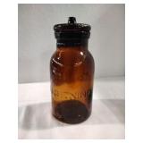 Vintage brown lightning fruit jar with lid