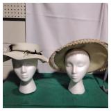 2 vintage ladies fancy sunday hats
