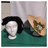 2 vintage ladies fancy sunday hats