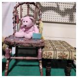 Vintage painted butterfly childs chair and stool