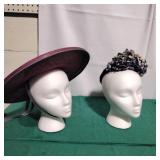 2 vintage ladies fancy sunday hats