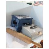 Step stool, cash box, and rolling pin