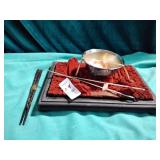 Asian bowl and chopsticks set