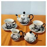 Aux Au Toile Country Rooster tea for 2 set Aux Au Toile Country Rooster tea for 2 set