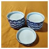 9 small blue and white checkered dishes 9 small blue and white checkered dishes