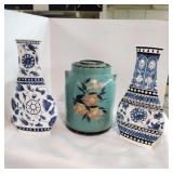 Handpainted blue croc and two candle holders Handpainted blue croc and two candle holders