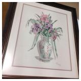 Framed cross-stitch floral art Framed cross-stitch floral art