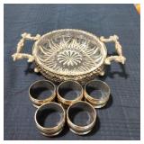 Israel Freeman metal and Cut Glass Dish Israel Freeman metal and Cut Glass Dish