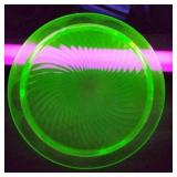 Uranium glass footed cake stand Uranium glass footed cake stand