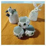 Porcelain egg vase with roses candle covers Porcelain egg vase with roses candle covers