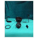 Cast iron pot, miscellaneous metal decor