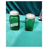 Forest green checkered salt shaker