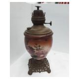Handpainted brass oil lamp