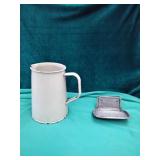 1 old metal Pitcher and soap dish