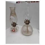 Pair of glass oil lamps